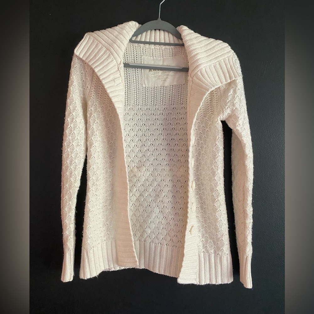Arizona Jean Company Cream Cardigan Sweater with Ribbed Detailing